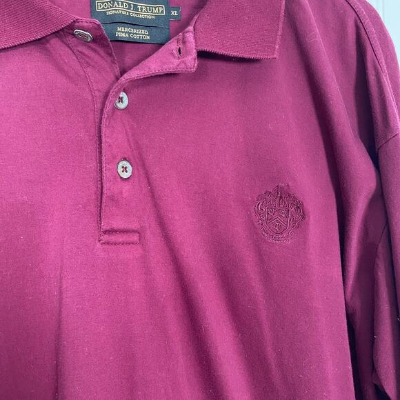 Donald J Trump Mens Polo Size XL Long Sleeve Embroidered Crest 100% Cotton - Picture 3 of 10